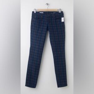 GAP WOMEN’S 1969 ALWAYS SKINNY JEANS IN BLUE PLAID SIZE 28/6R